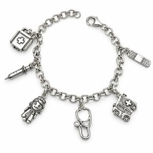 PULSERA ENFERMERA GRANDE PLATA