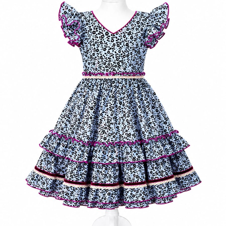 VESTIDO FLAMENCA INFANTIL MD. CANDELA AZUL