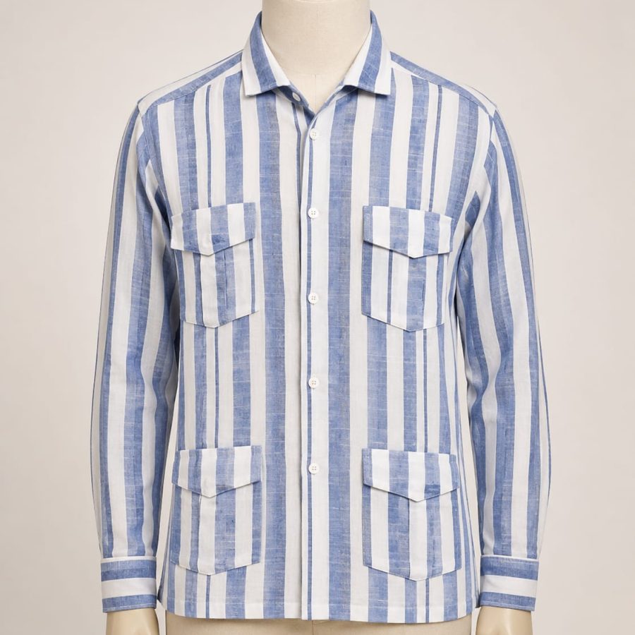 CAMISA GUAYABERA ESTILO CUBANA RAYAS