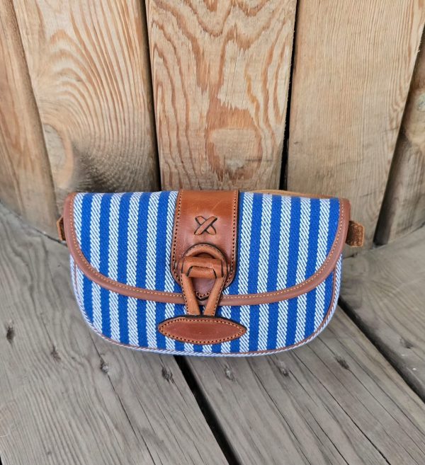 BOLSO /  RIÑONERA ROCIERO LONA Y CUERO  RAYAS