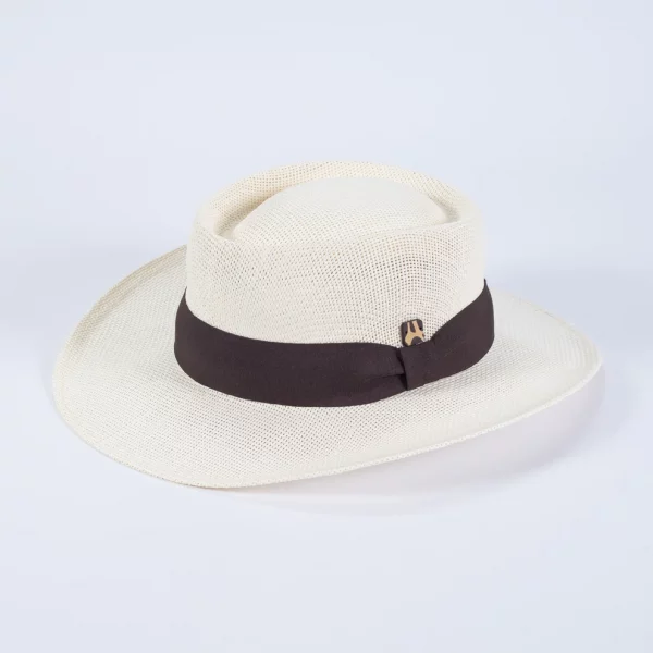 SOMBRERO GAMBLER BLANCO CINTA COLOR - Imagen 2