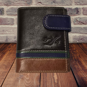 CARTERA PIEL MARRON TRICOLOR