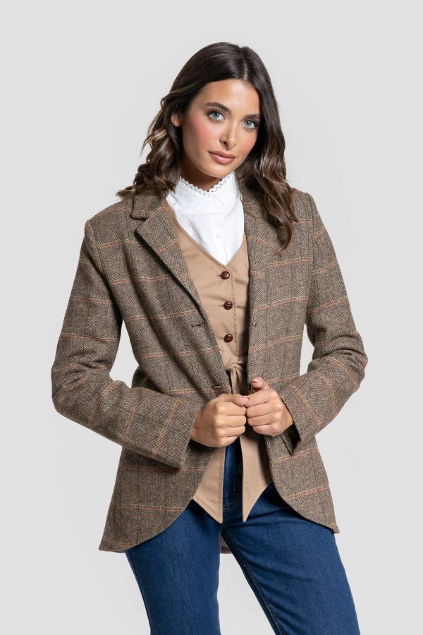 CHAQUETA TWEED MARRON CUADROS