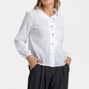 CAMISA PLUMETI BLANCA DETALLES DORADOS