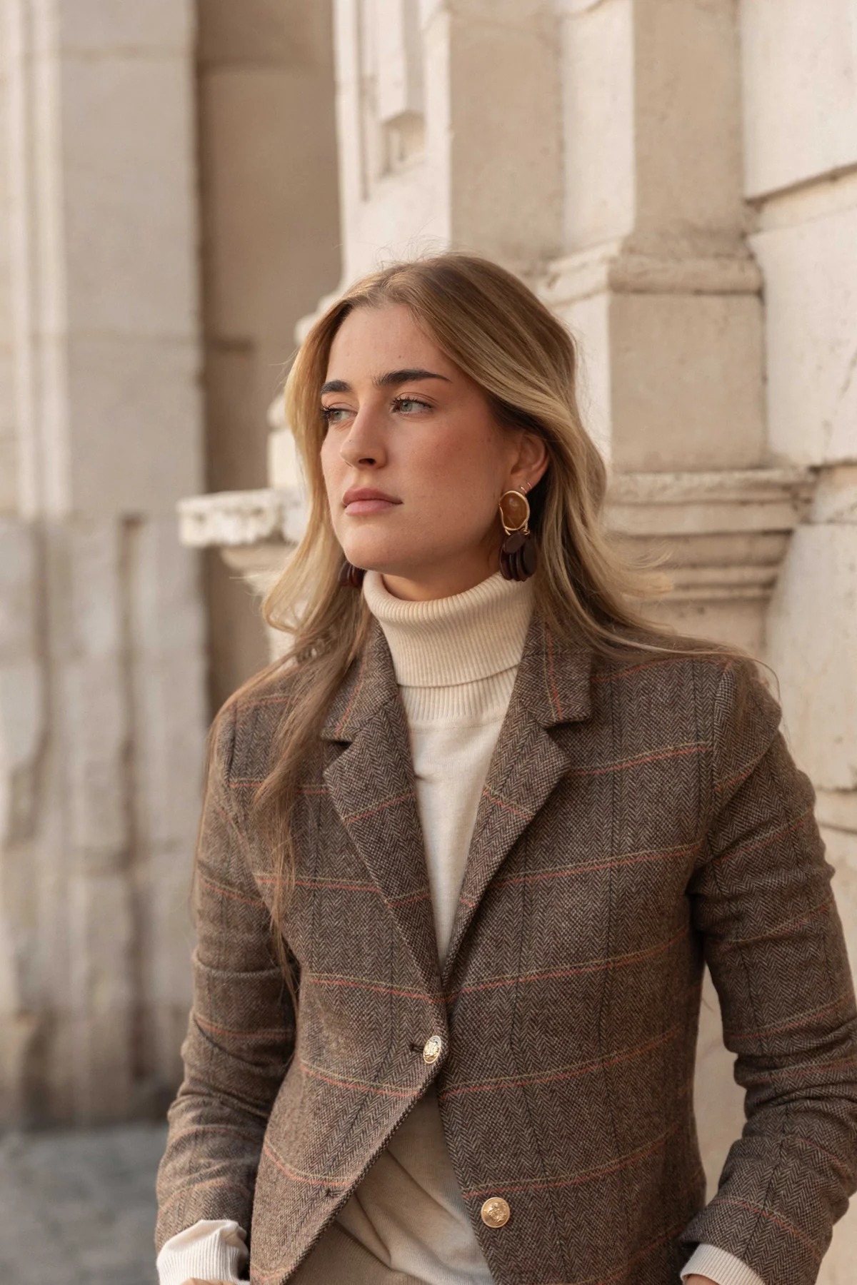 CHAQUETA TWEED MARRON CUADROS - Imagen 6