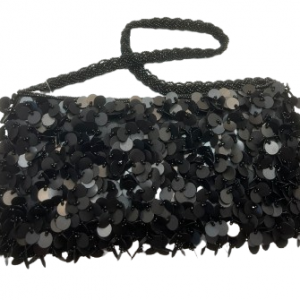 CARTERA DE MANO NEGRA CON LENTEJUELAS