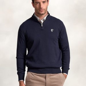 JERSEY MEDIA CREMALLERA CONTRASTE MARINO