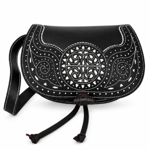 BOLSO MEDIA LUNA PICADO CUERO