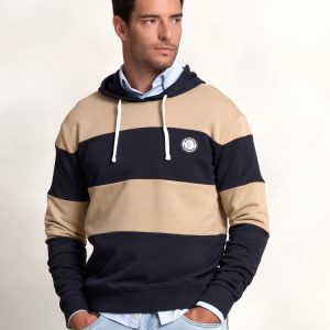 SUDADERA CAPUCHA RAYAS / ARENA
