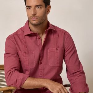 CAMISA CUBANA (GUAYABERA ) CARMESI