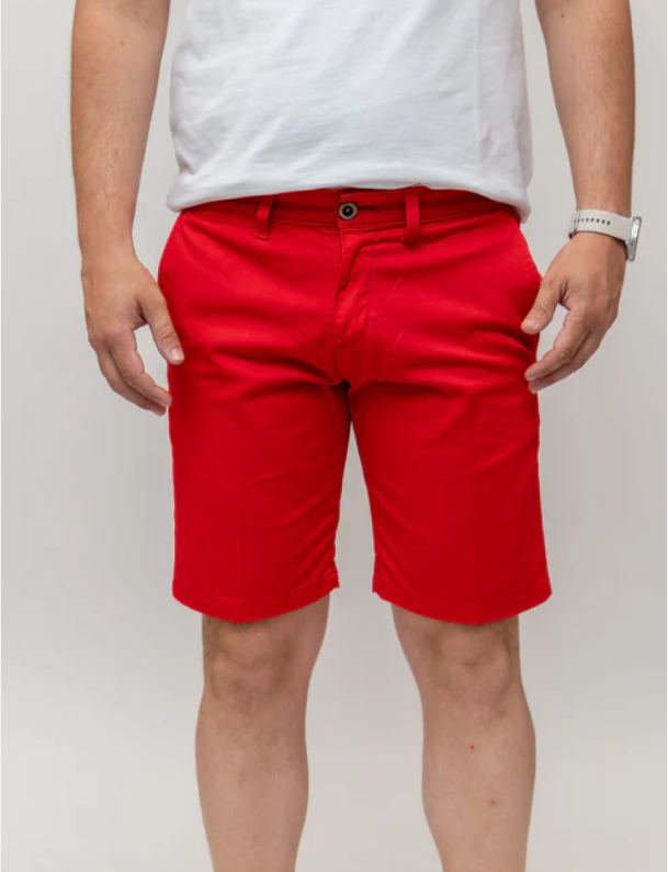 BERMUDA ELASTICA ROJO / PRIEGO