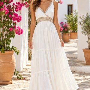 VESTIDO LARGO ESTILO BOHEMIO BLANCO