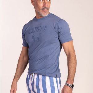 BAÑADOR ESTAMPADO RAYA RETRO AZUL