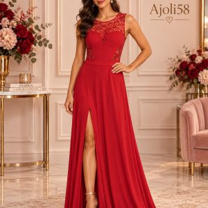 VESTIDO LARGO ROJO PUNTO