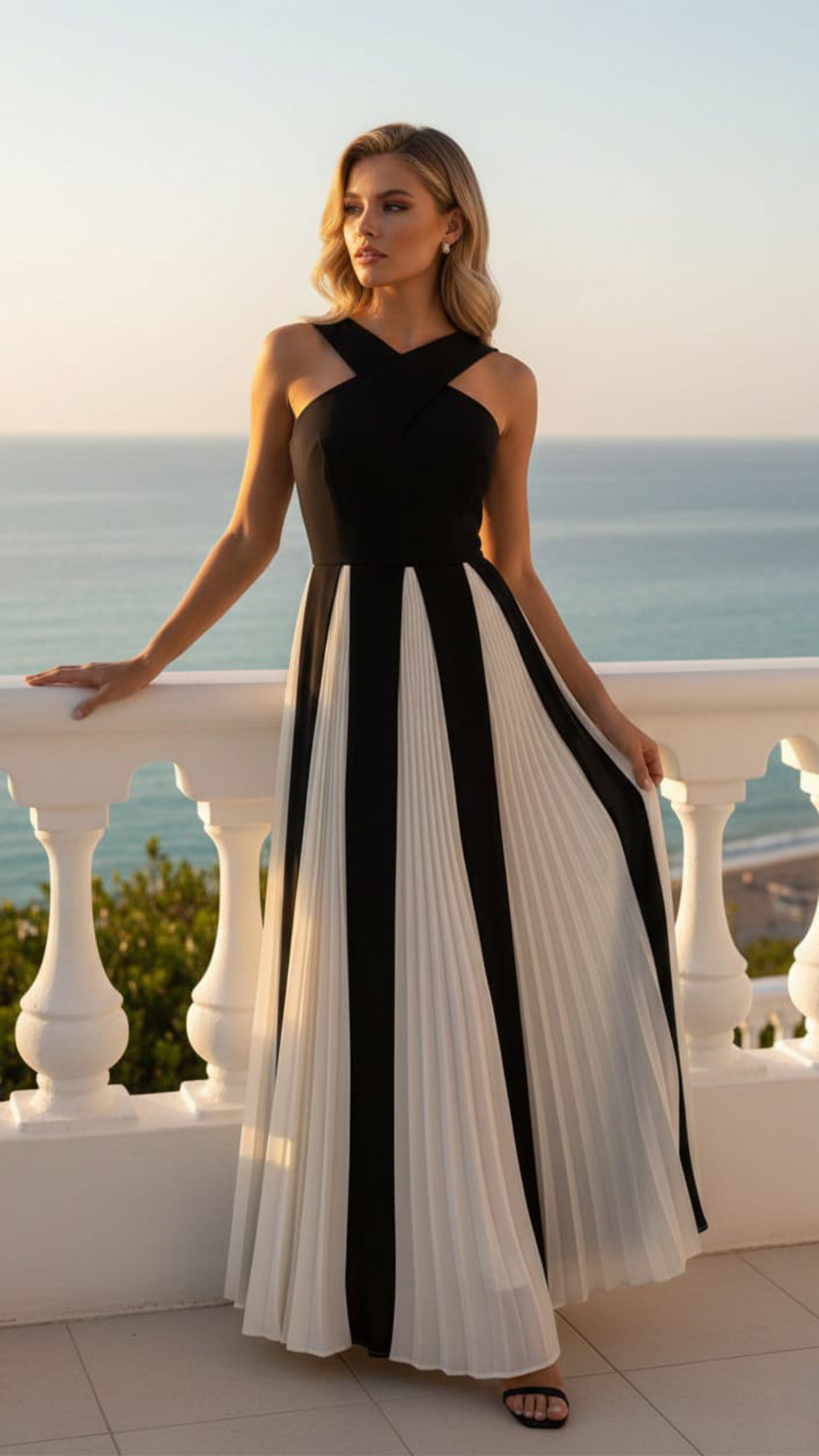 VESTIDO PLISADO CUELLO CRUZADO