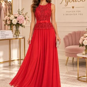 VESTIDO LARGO CUERPO ENCAJE