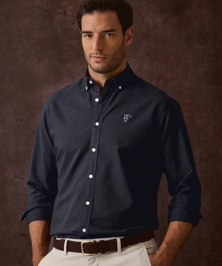 CAMISA GARMENT DYED / MARINO