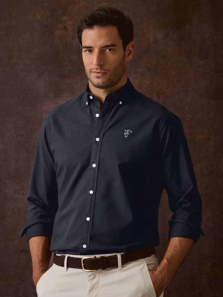 CAMISA GARMENT DYED / MARINO