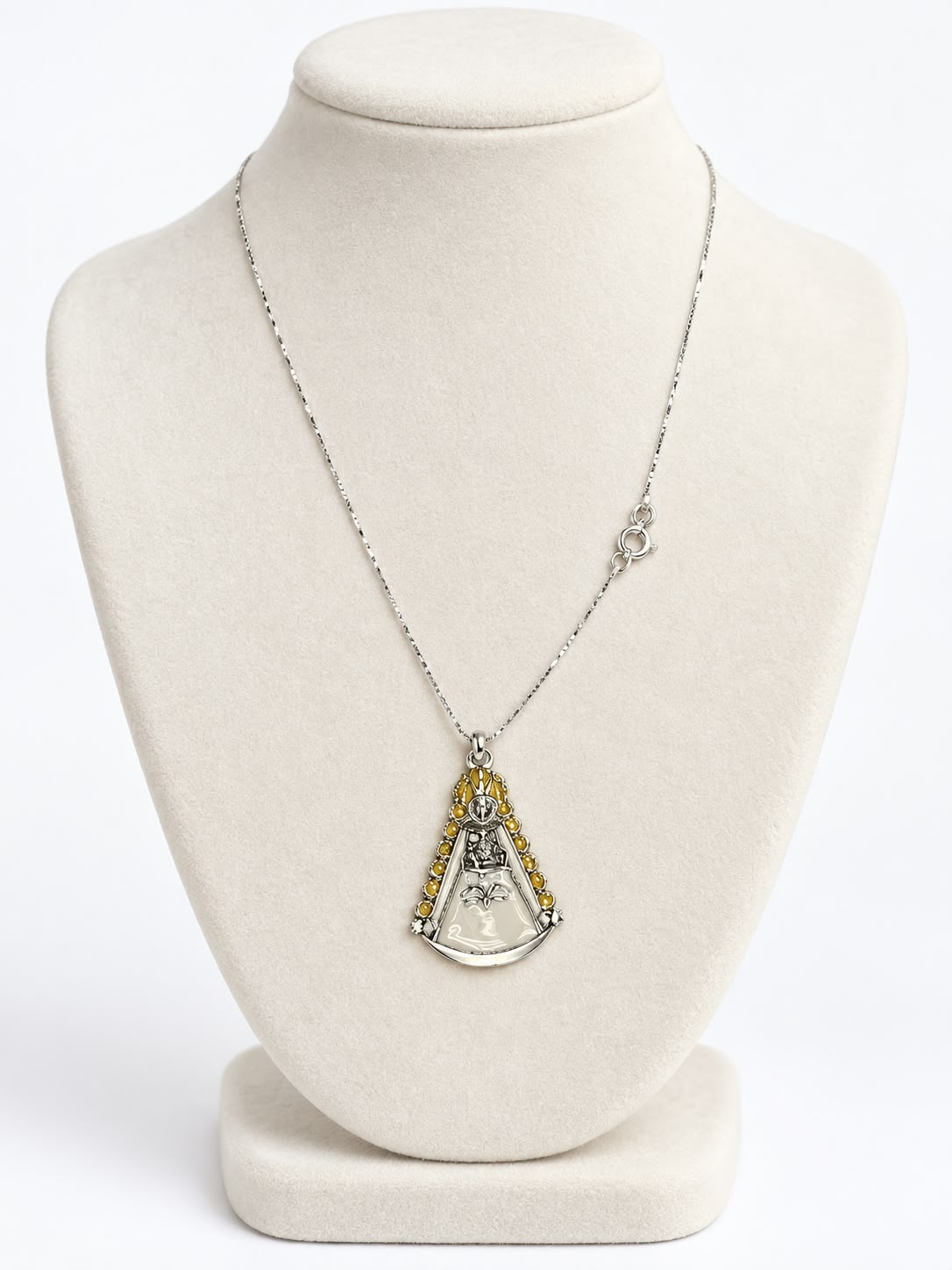CADENA Y COLGANTE DE LA VIRGEN DEL ROCÍO ESMALTADO EN PLATA - Imagen 2