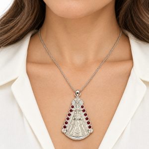 CADENA Y COLGANTE DE LA VIRGEN DEL ROCÍO ESMALTADO EN PLATA