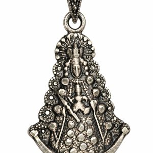 MEDALLA SILUETA VIRGEN DEL ROCÍO MEDIANA PLATA