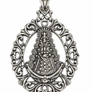 MEDALLA SILUETA VIRGEN DEL ROCÍO PLATEADA.
