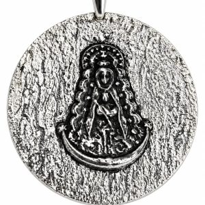 MEDALLA VIRGEN DEL ROCÍO CON FONDO TEXTURIZADO